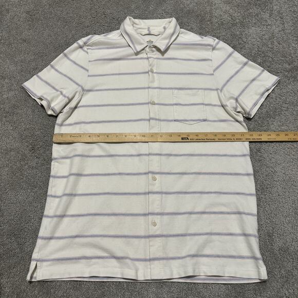 Marine Layer Polo Shirt Men’s Size Large Short Sleeve Cotton Striped White - Picture 3 of 5